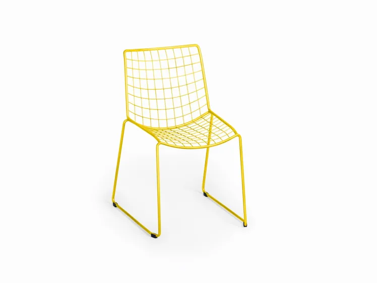 Gartenstuhl Weish�upl FLOW Dining-Stuhl Edelstahlstuhl sonnengelb